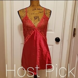 NWOT AVID LOVE Cranberry Red Sheer Lace Teddy Nightie Lingerie XL Plus Size Sexy